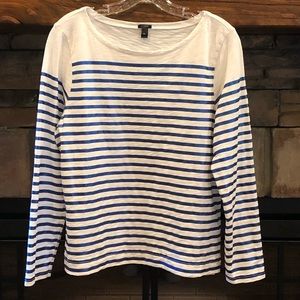 J. Crew Boatneck Tee w/Metallic Stripes Nautical